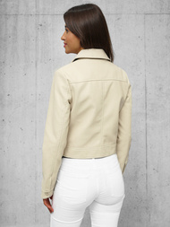 Chaqueta de cuero para mujer beige OZONEE O/G117Z