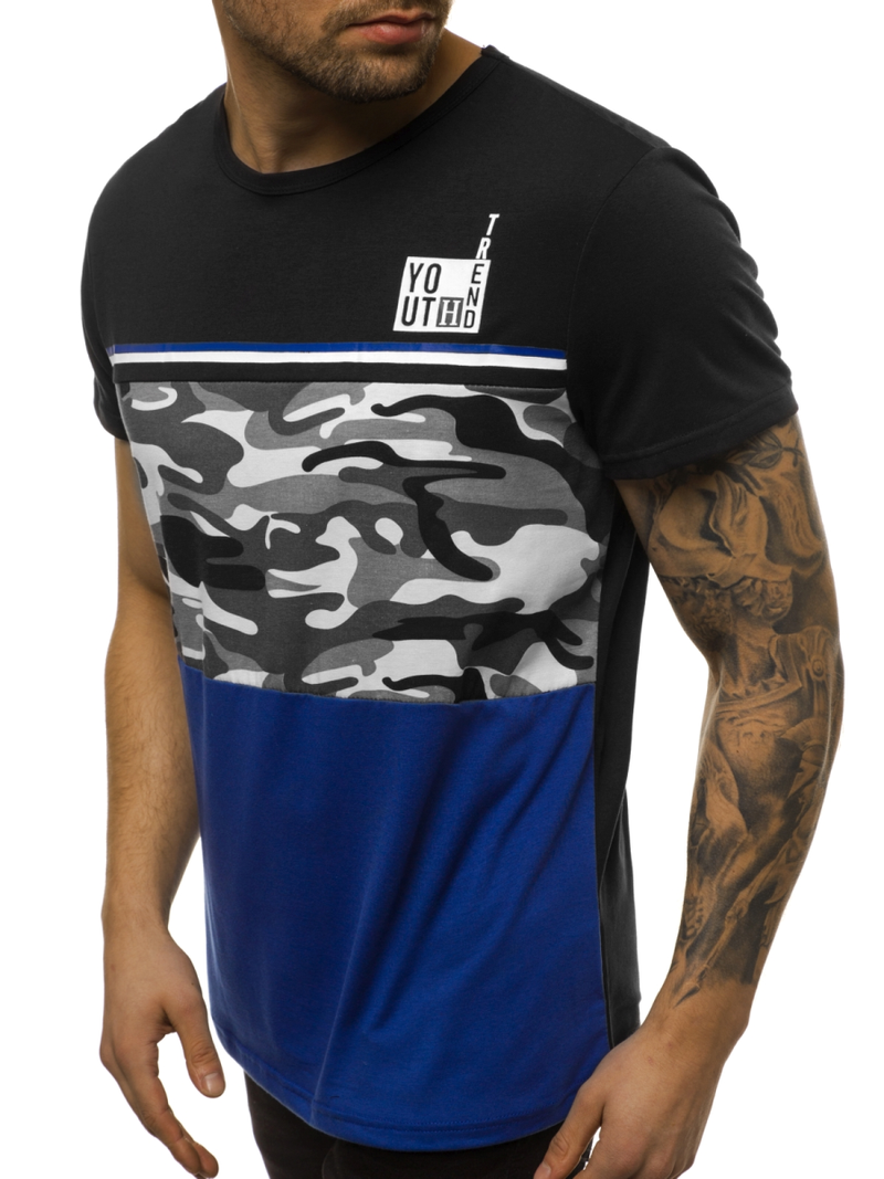 Camiseta de hombre negro OZONEE JS/SS10979
