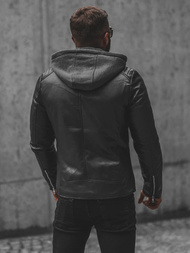 Chaqueta de cuero de hombre negra OZONEE JS/11Z8012Z