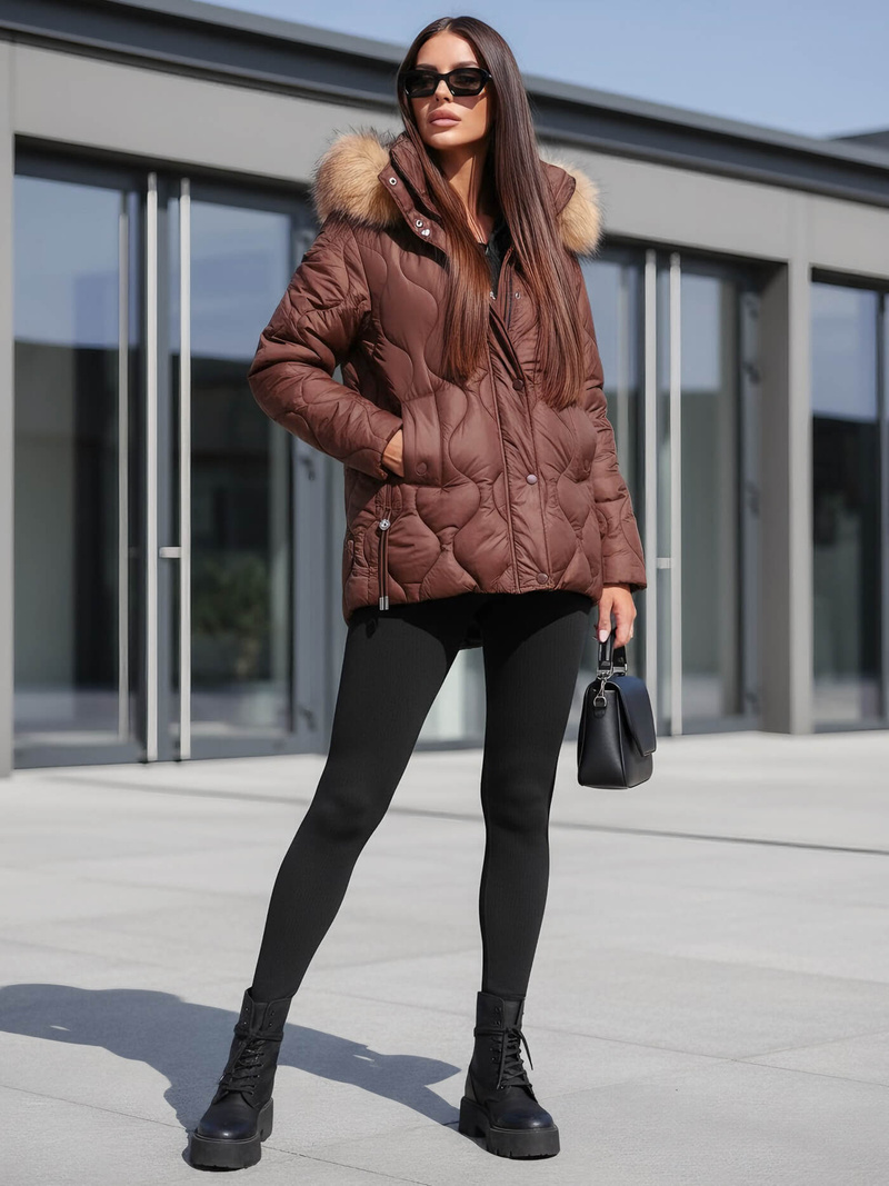 Chaqueta de mujer chocolate OZONEE JS/5M3226/158Z