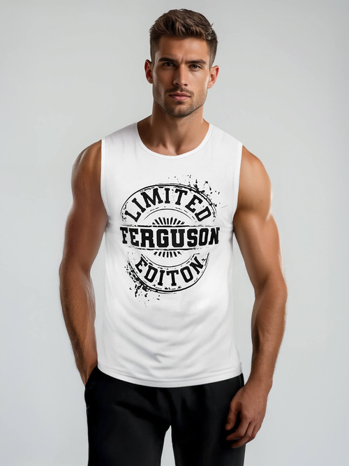 Camiseta sin mangas de hombre blanca OZONEE JS/8B1725/1