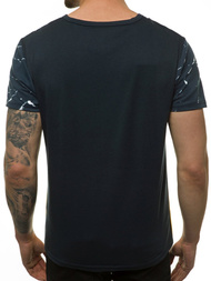 Camiseta de hombre azul marino amarillo OZONEE JS/SS11119