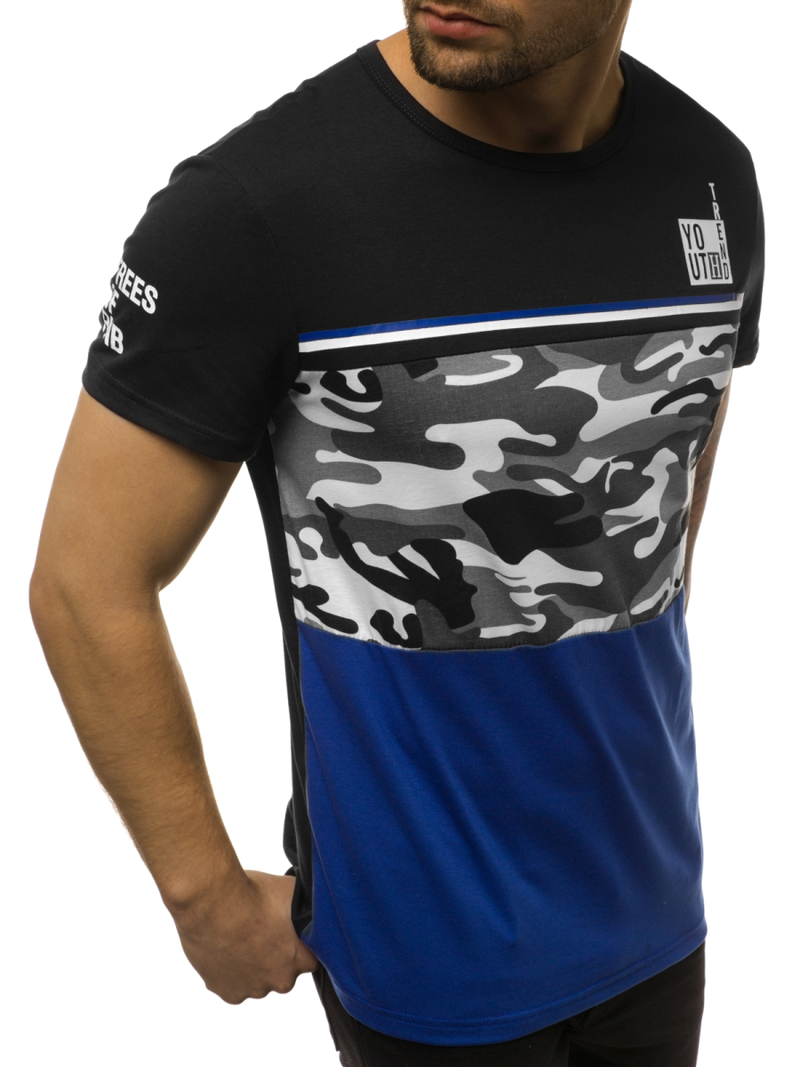 Camiseta de hombre negro OZONEE JS/SS10979
