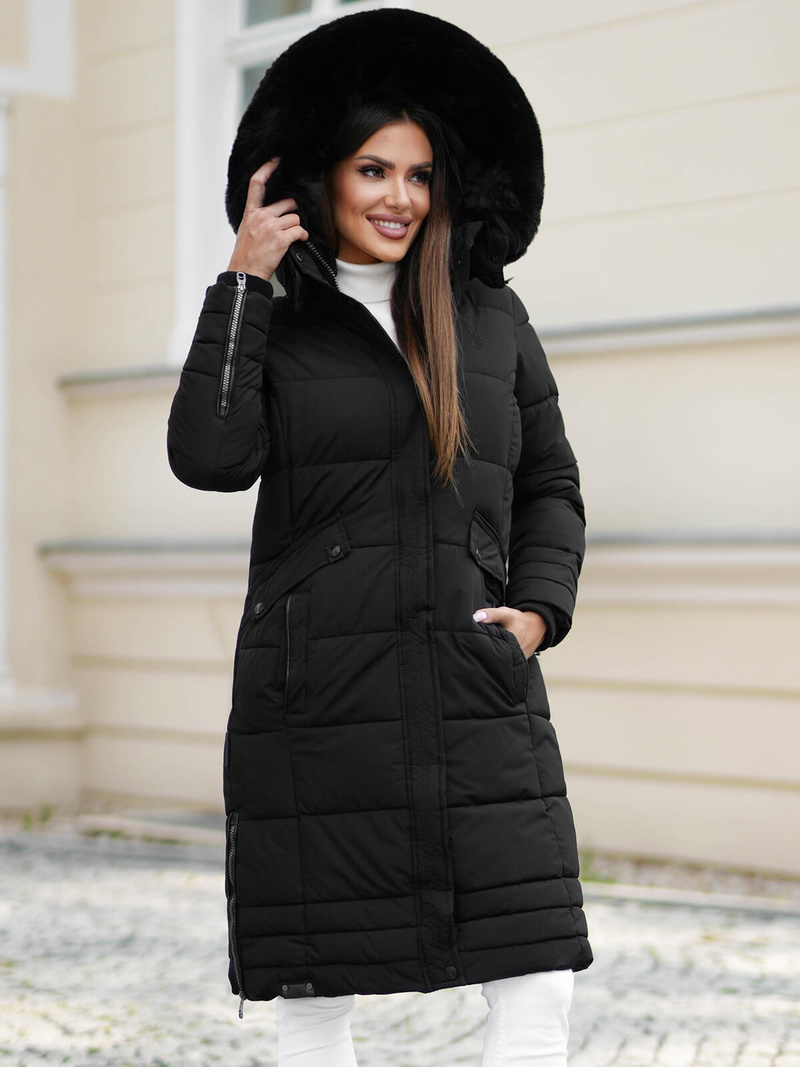 Chaqueta de mujer negra OZONEE O/W377Z