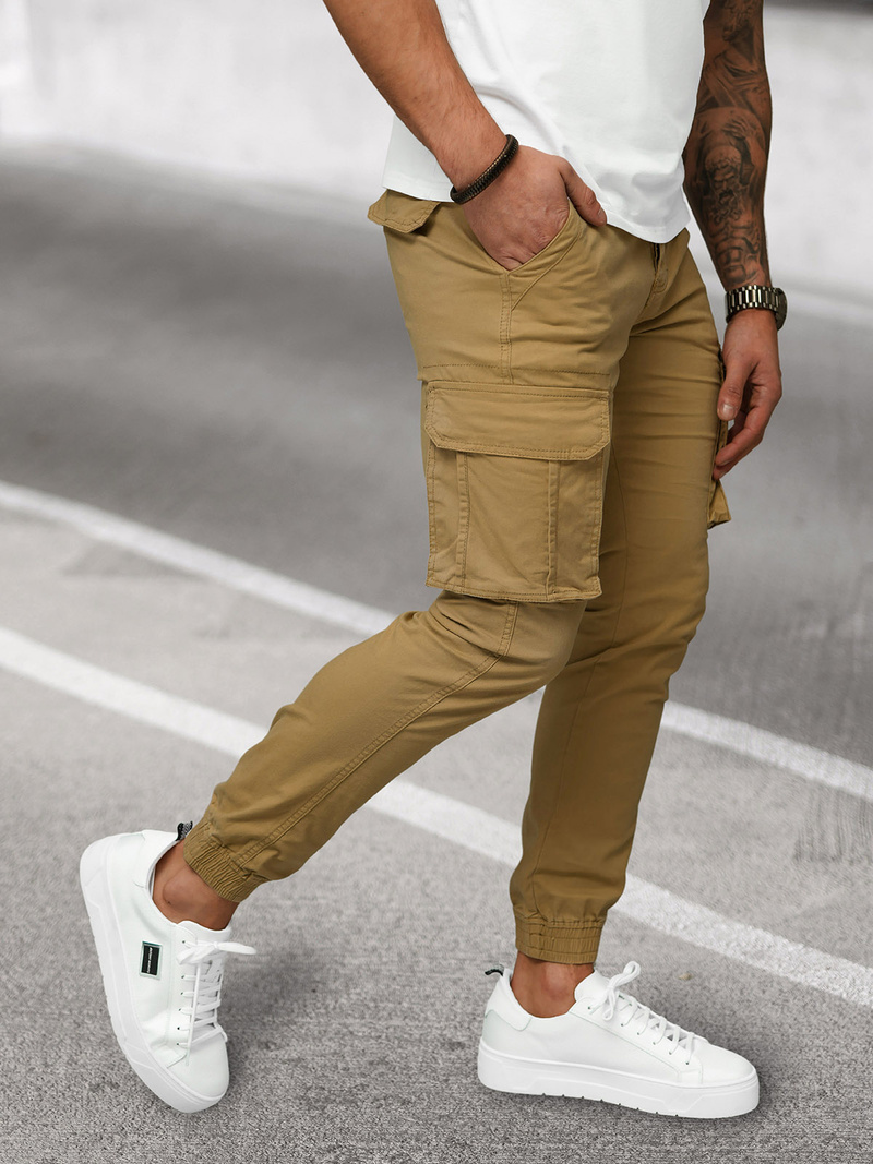 Pantalón chino jogger de hombre beige OZONEE NB/MP0202KZ