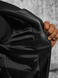 Chaqueta de cuero de hombre negra OZONEE JS/11Z8107