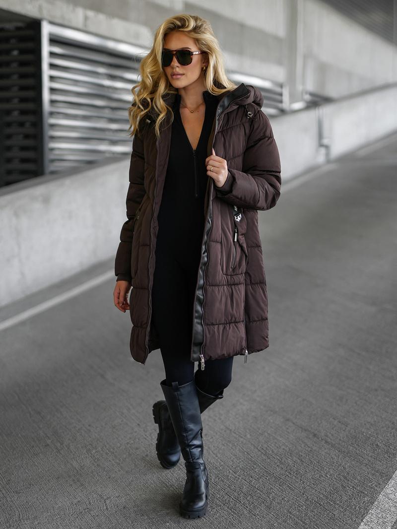 Chaqueta de mujer en chocolate OZONEE JS/16M9302/158