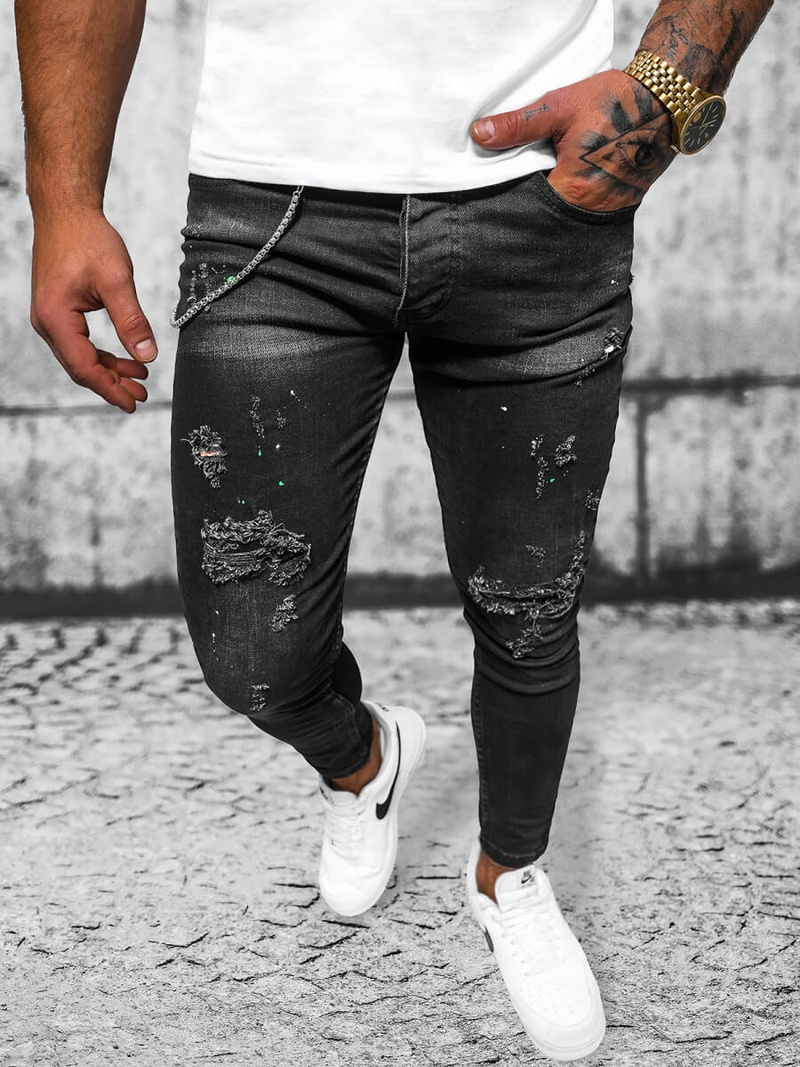 Vaqueros de hombre negras OZONEE O/MB460