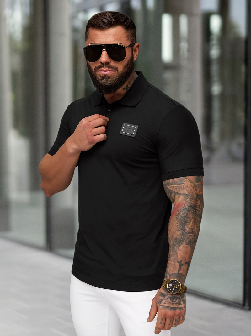 Polo de hombre negro OZONEE NB/MT3124