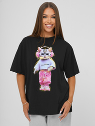 Camiseta de mujer negra OZONEE DJ77423