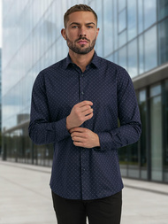 Camisa de hombre azul marino OZONEE V/V183