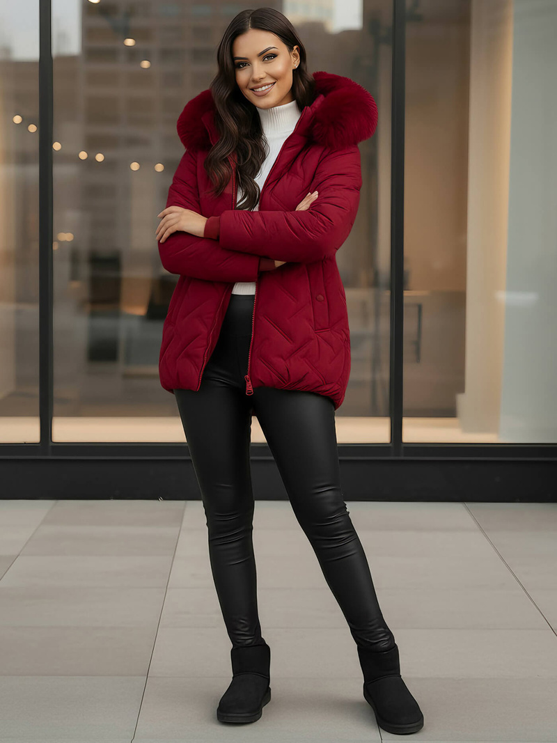 Chaqueta de mujer burdeos OZONEE JS/16M9296/06Z