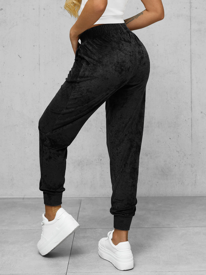 Pantalón velour de chándal para mujer negras OZONEE JS/92K529/3