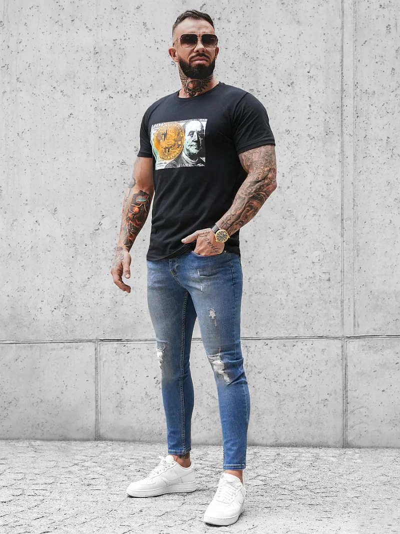 Camiseta de hombre de negro OZONEE O/BL2260Z
