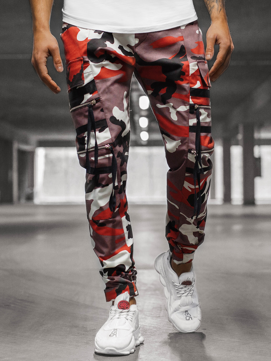 Pantalón Cargo Jogger Hombre Rojo Pantalón Jogger De Hombre