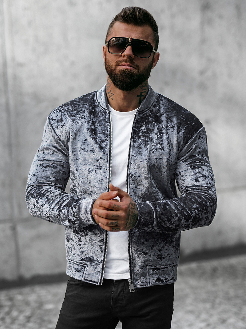 Sudadera velour de hombre gris OZONEE O/D8120