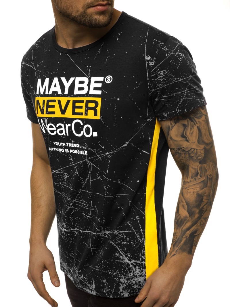 Camiseta de hombre negra OZONEE JS/SS10915