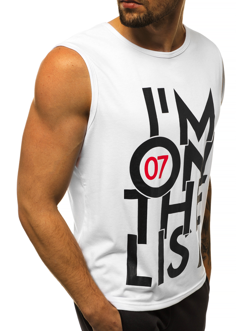 Camiseta sin mangas de hombre blanco OZONEE JS/KS2078