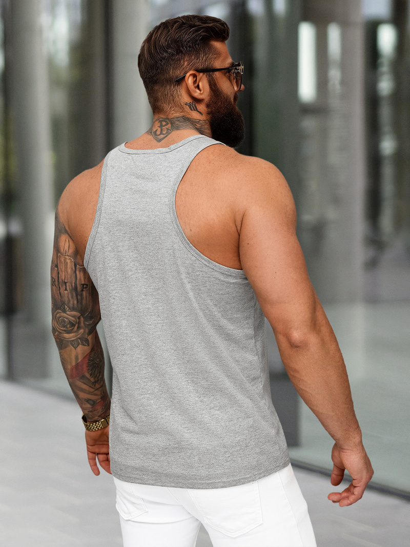 Camiseta sin mangas de hombre gris OZONEE JS/99002Z