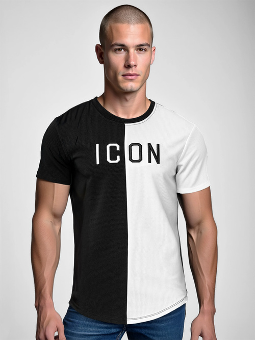 Camiseta de hombre negro-blanco OZONEE O/7776T