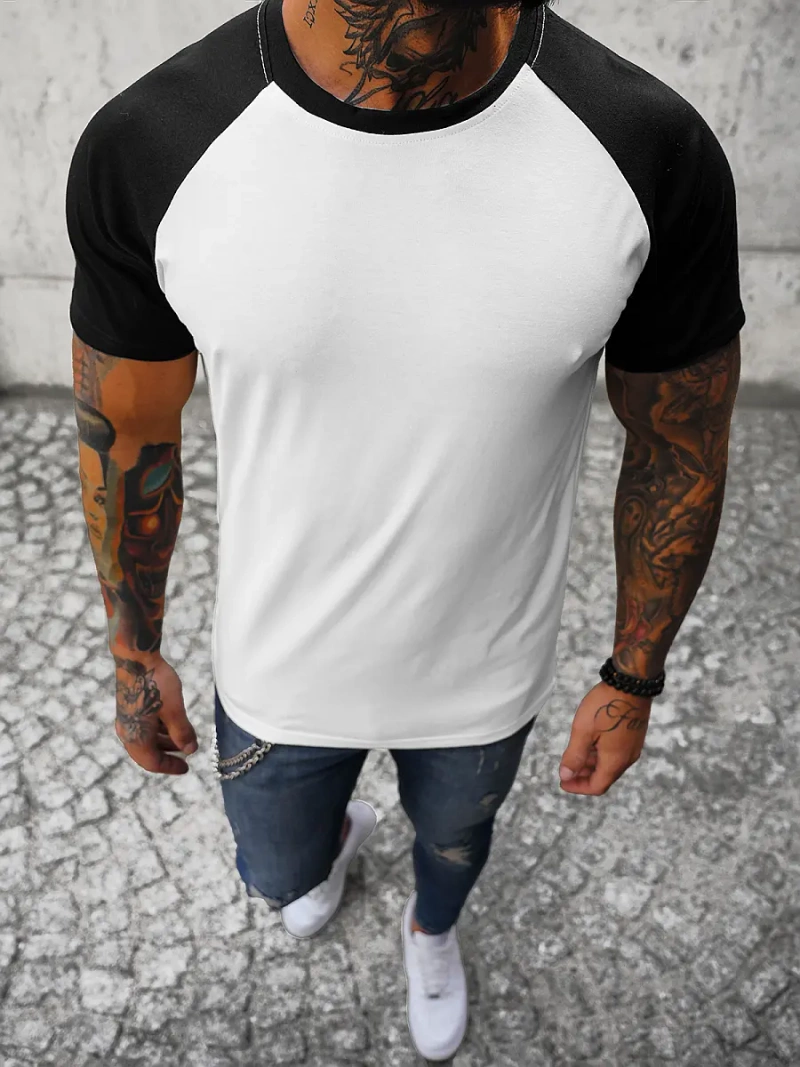 Camiseta de hombre blanco-negro OZONEE JS/8T82/1