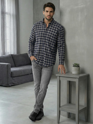 Camisa de hombre azul marino OZONEE V/V173Z