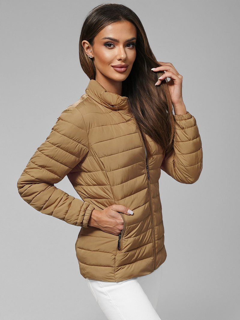 Chaqueta de mujer beige oscuro OZONEE JS/16M9103/84