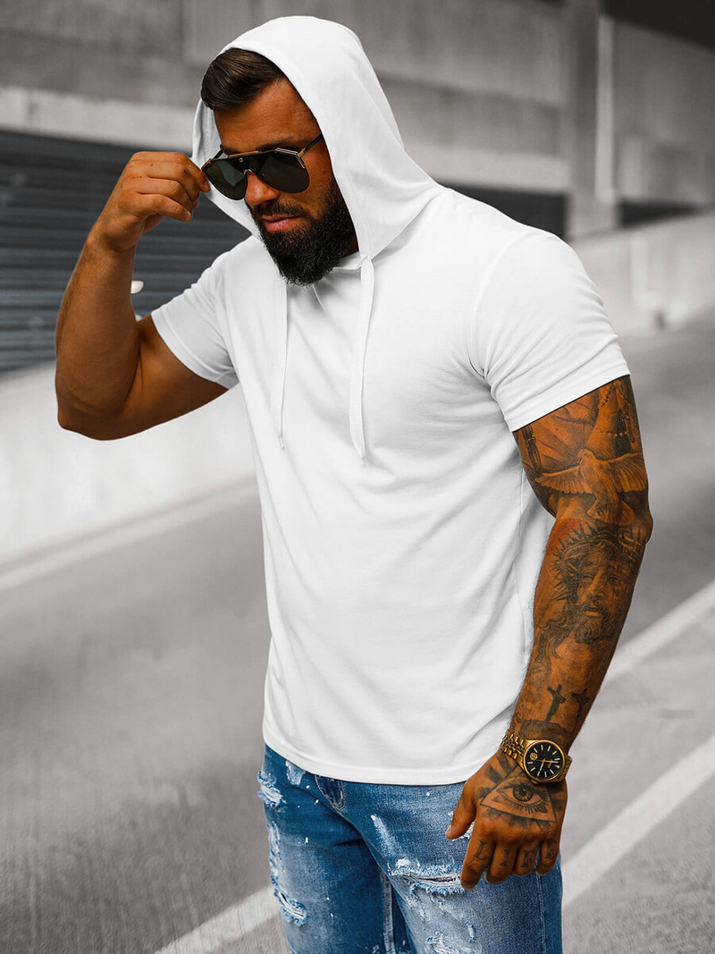 Camiseta de hombre blanco OZONEE JS/8T89/1