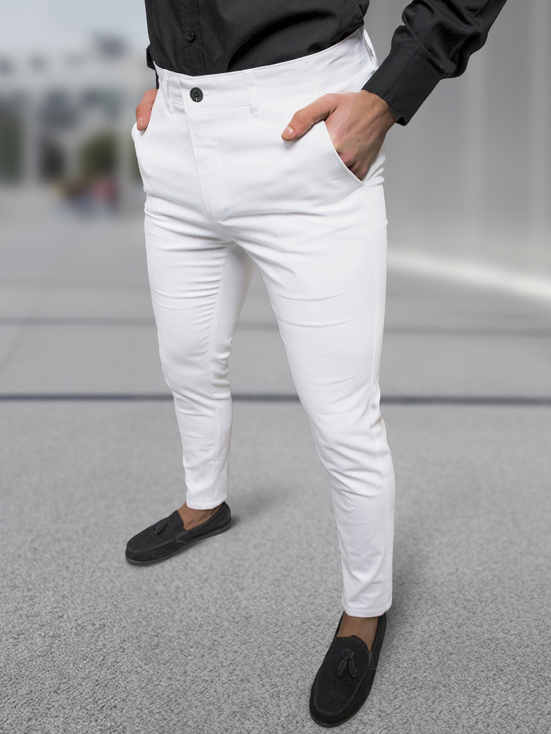 Pantalón chino de hombre blanco OZONEE DJ/5526