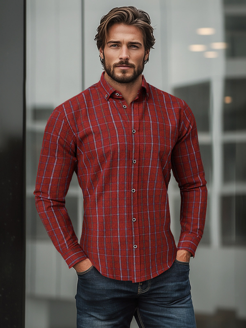 Camisa de hombre de roja OZONEE O/V127