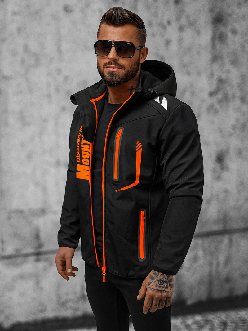 Chaqueta softshell de hombre negro y naranja OZONEE JS/HH026/1Z