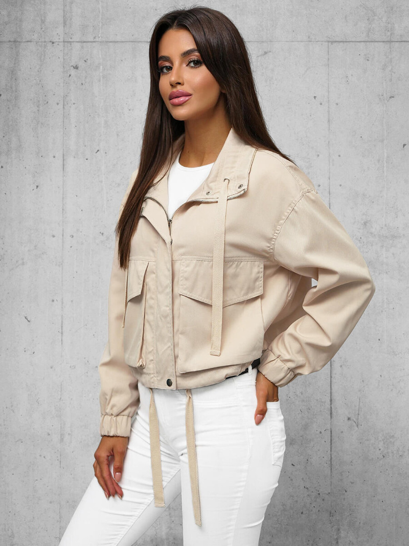 Chaqueta de mujer beige OZONEE O/G118Z