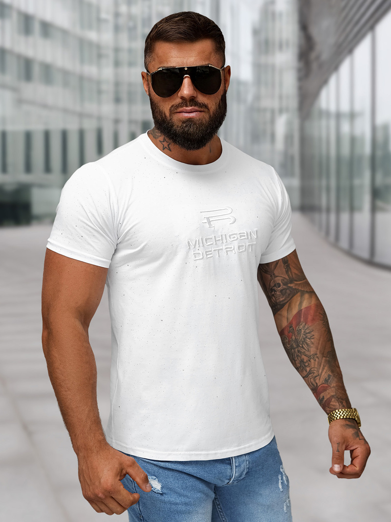 Camiseta de hombre blanco OZONEE O/QQ1389