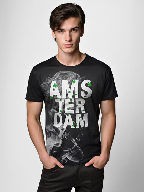 Camiseta de hombre negra OZONEE O/T128/3Z