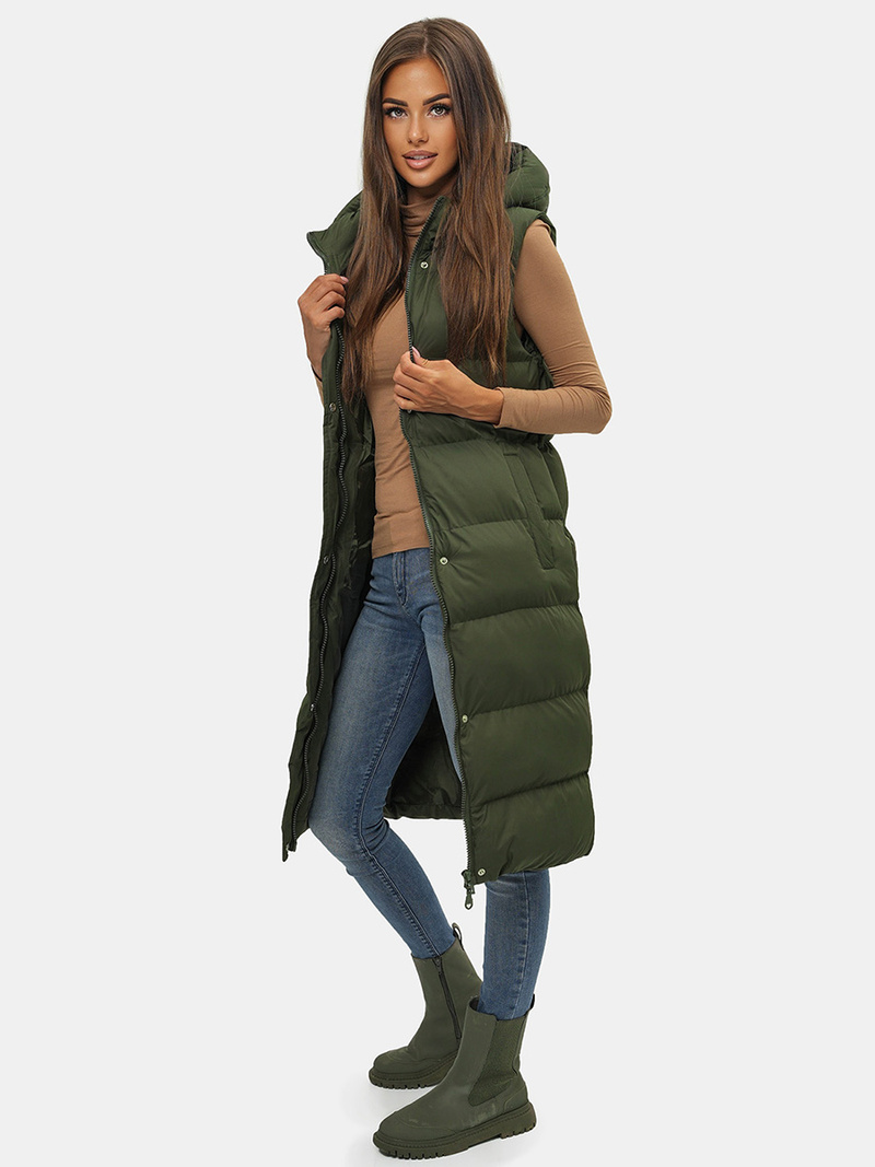 Chaleco de mujer verde-oscura OZONEE JS/M728/136