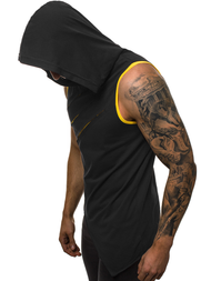 Camiseta sin mangas de hombre negro-amarillo OZONEE O/1254Z