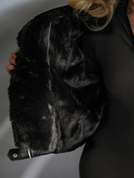 Chaqueta de cuero para mujer negra OZONEE JS/11Z8172Z