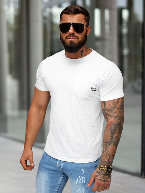 Camiseta de hombre blanco OZONEE O/QQ1387