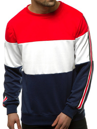 Sudadera de hombre azul marino - roja OZONEE JS/JZ11036