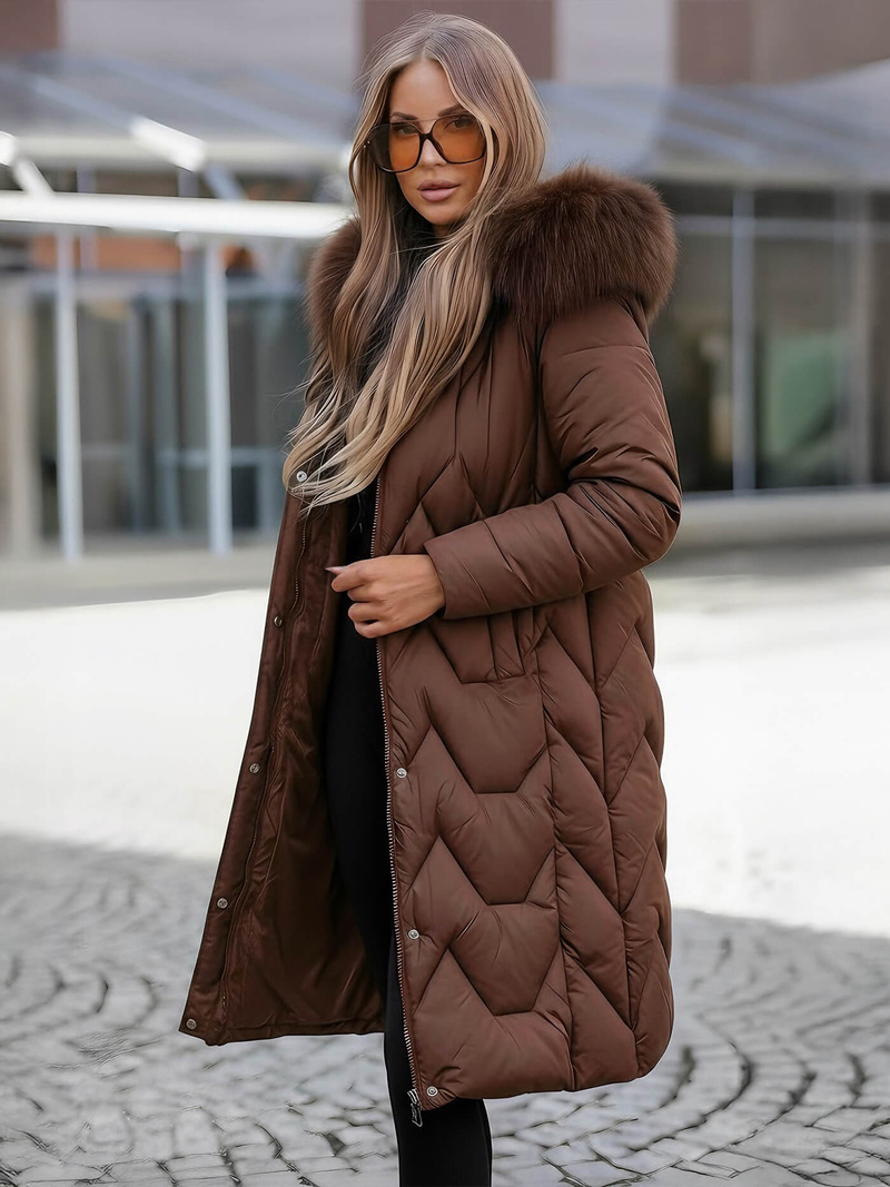 Chaqueta de mujer en chocolate OZONEE JS/5M3229/158