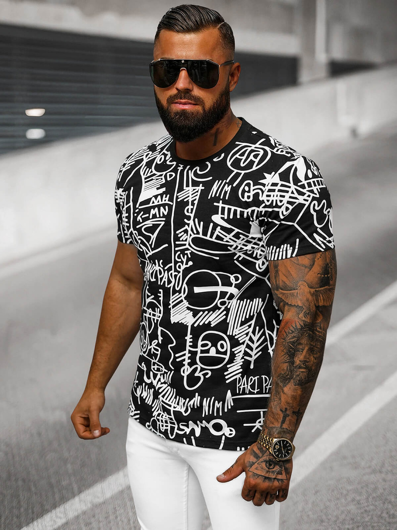 Camiseta de hombre negra OZONEE O/T1269/3