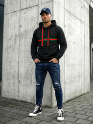 Sudadera de hombre negra OZONEE JS/8B1735/3Z