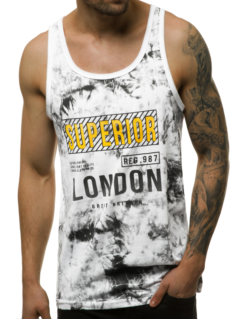 Camiseta sin mangas de hombre blanca OZONEE JS/SS11037