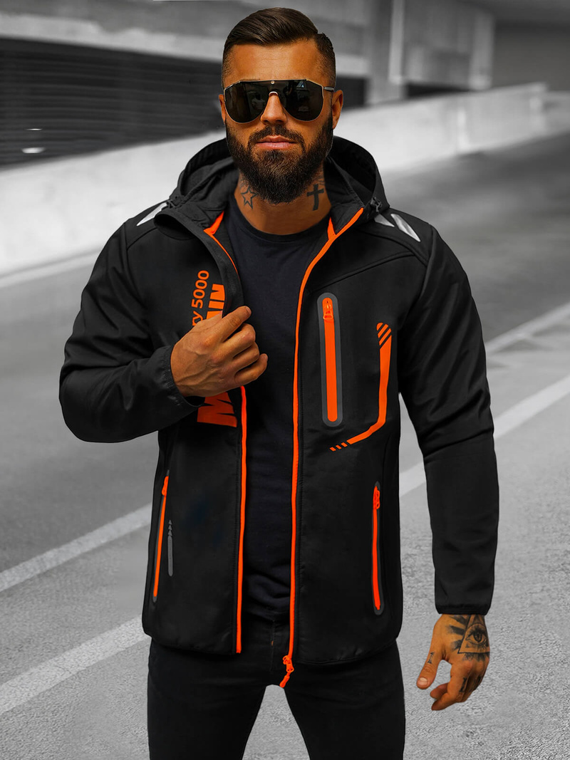 Chaqueta softshell de hombre negro y naranja OZONEE JS/HH026/1