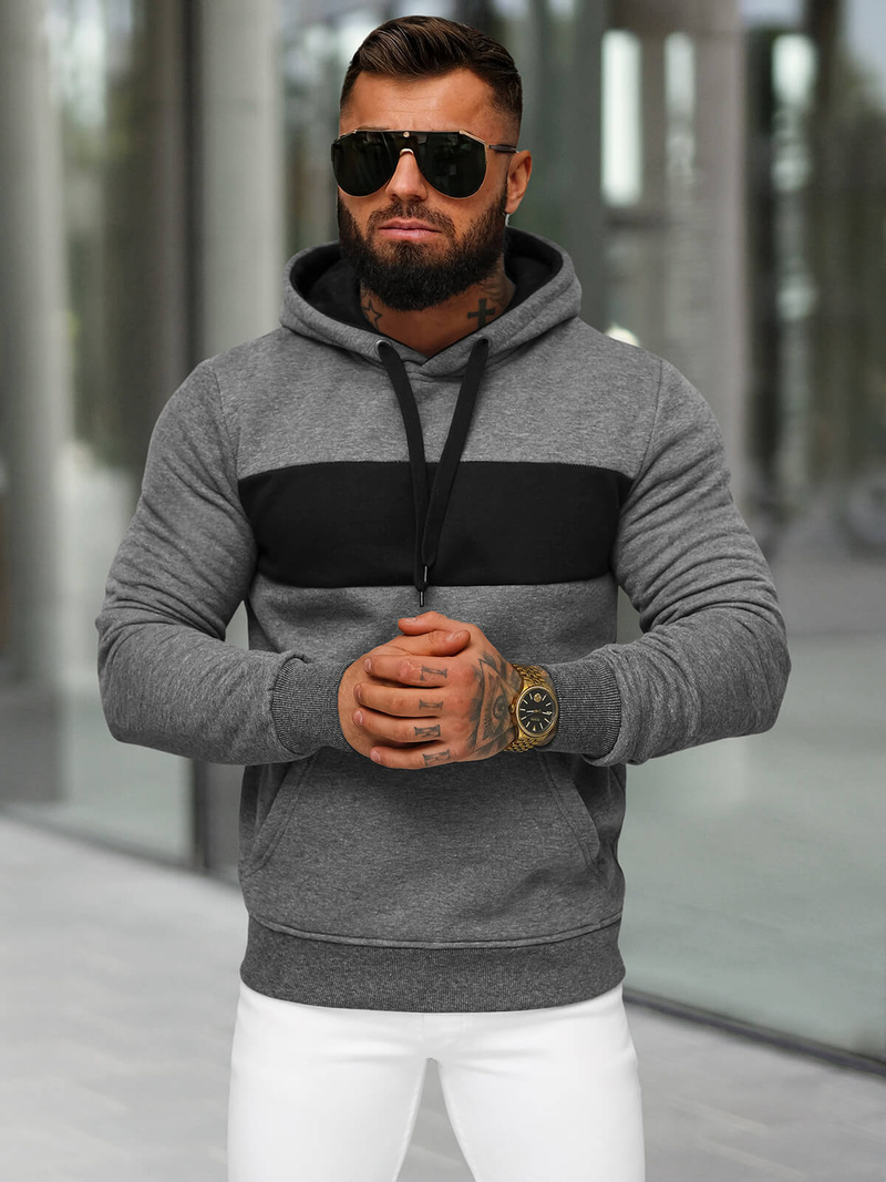 Sudadera de hombre grafito OZONEE JS/8B1315/5