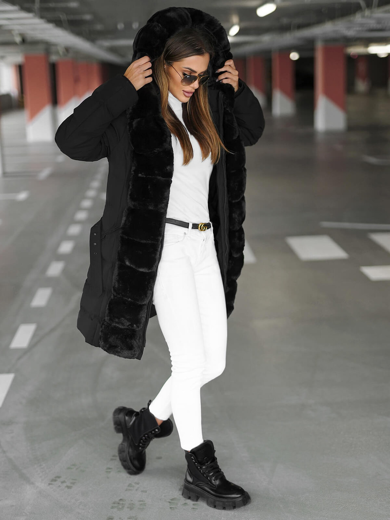 Chaqueta de mujer negra OZONEE JS/5M3158/392Z