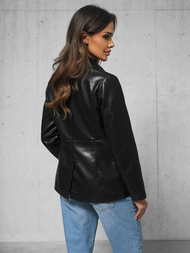 Chaqueta de cuero para mujer negra OZONEE JS/11Z8121