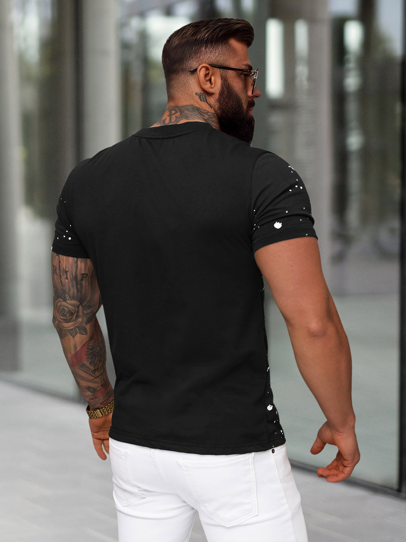 Camiseta de hombre negra OZONEE JS/8B1388/3