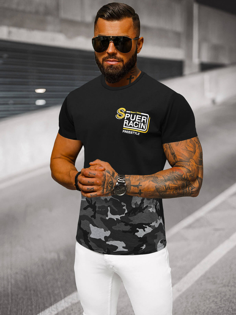 Camiseta de hombre gris OZONEE JS/S985/2Z