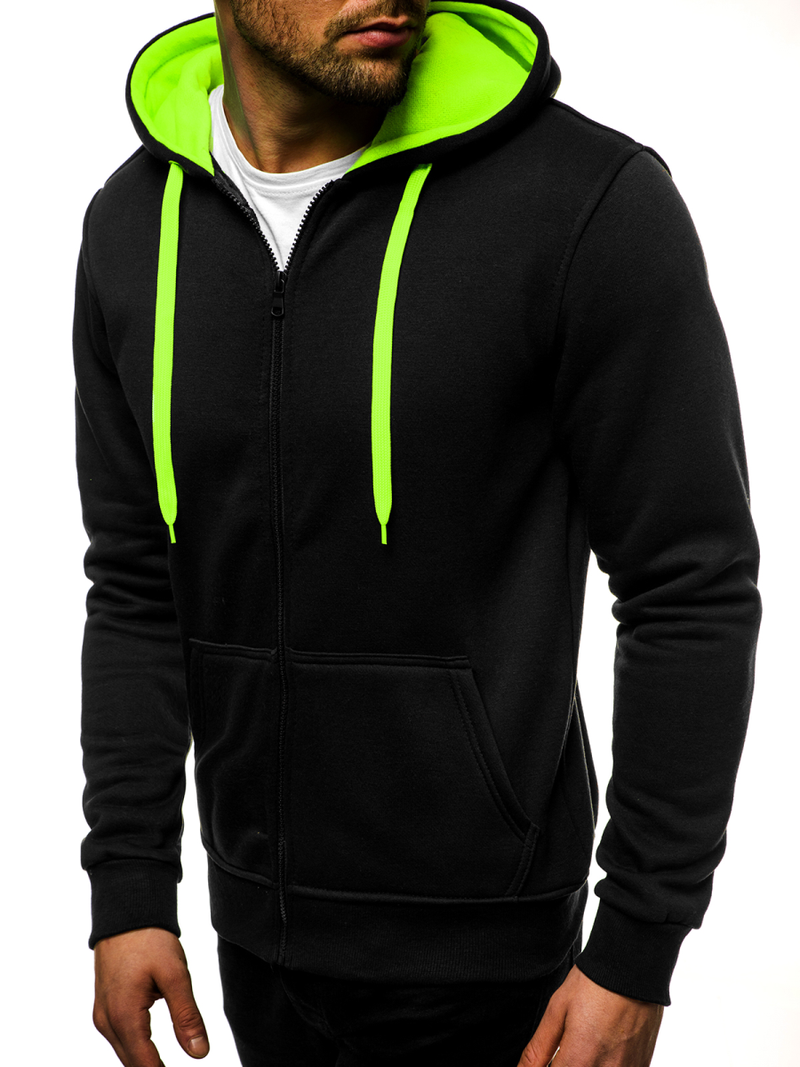 Sudadera de hombre negra-celadón OZONEE JS/2013